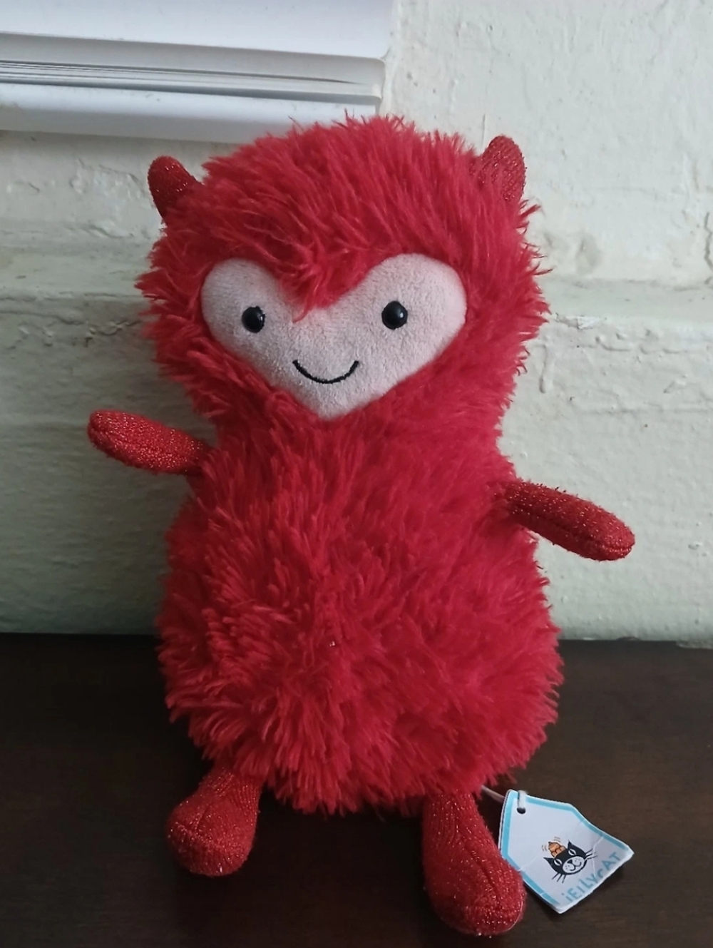 Jellycat London Hugg McSnugg Red Valentine's Day Devil Heart 7" Plush Nwt